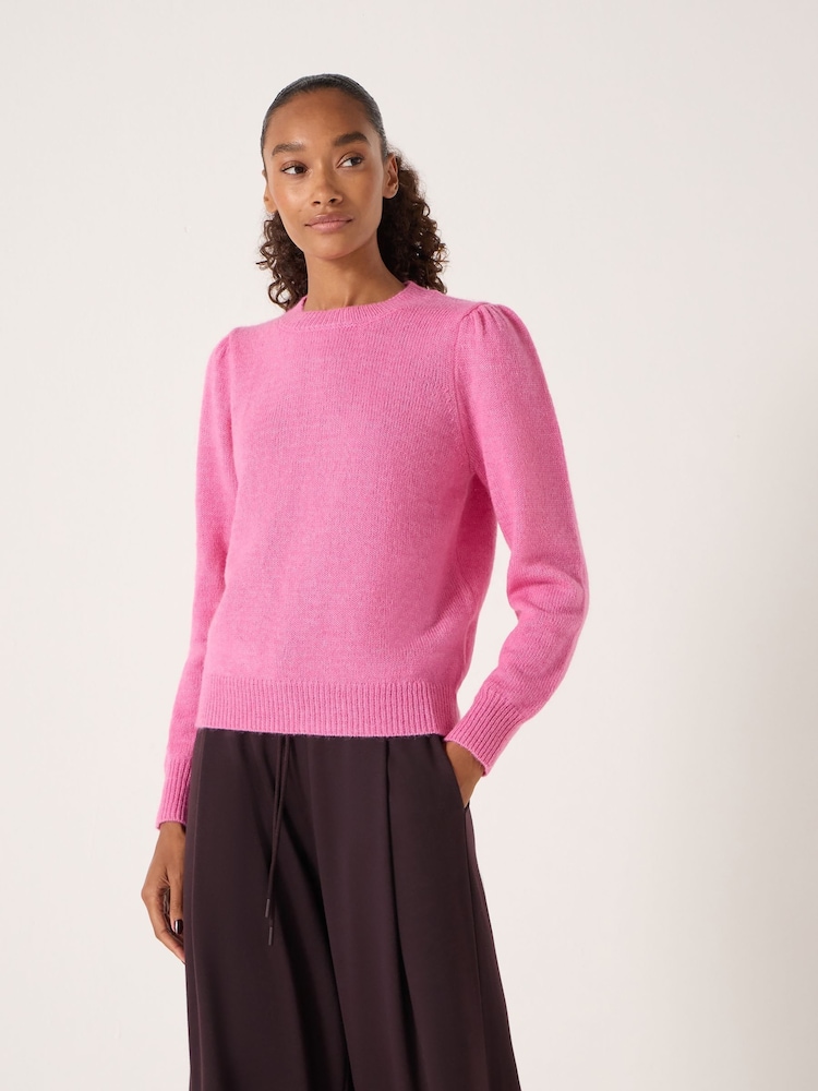 Hush Pink Gathered Shoulder Wool Blend Jumper - Image 1 of 6