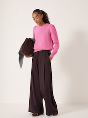 Hush Pink Gathered Shoulder Wool Blend Jumper - Image 4 of 6