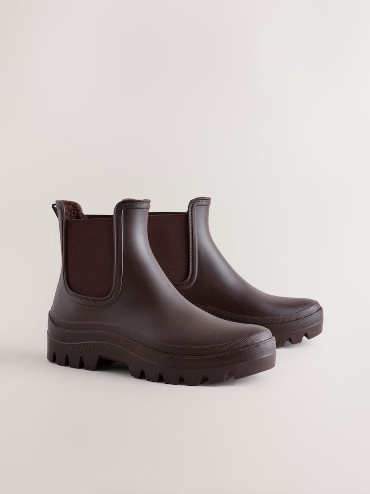 Čokoladno rjava - Chelsea gumijasti škornji s podlogo iz umetnega krzna - Slika 1 iz 5 Čokoladno rjava - Chelsea gumijasti škornji s podlogo iz umetnega krzna - Slika 1 iz 5