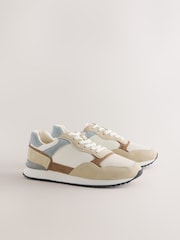 Neutral Colour Trainers with Suede Trim - Image 1 of 5