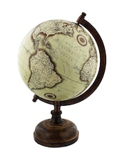 Widdop Brown Harvey Makin Globe Metal & Wooden Base 27cm - Image 1 of 1