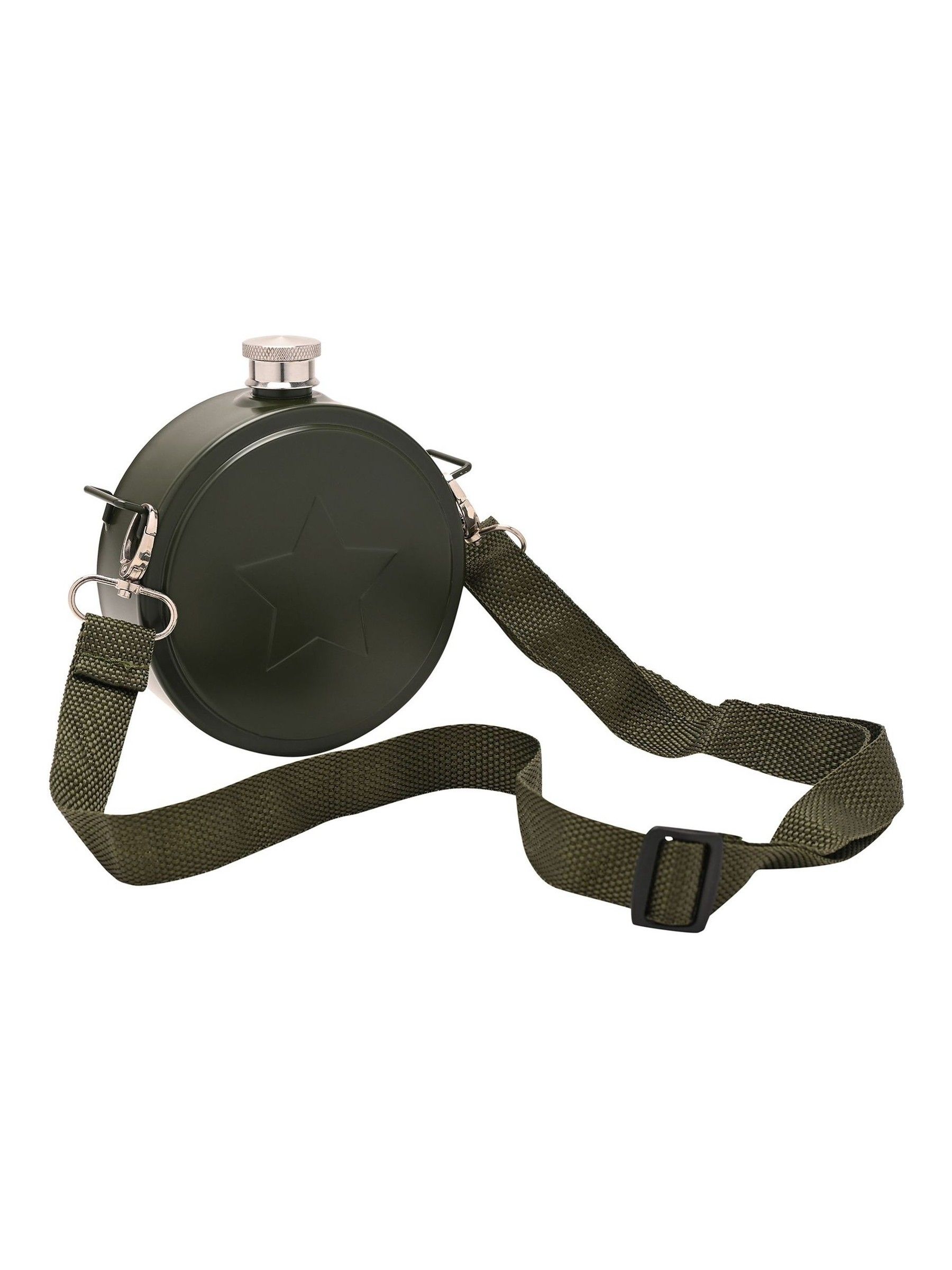 Rackhams Green Classic Hip Flask Retro - Army Flask - Image 4