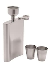 Widdop Silver Harvey Makin Rectangular Hip Flask Set Including Funnel  2 Cups  8oz Stainless Steel - Image 2 of 3