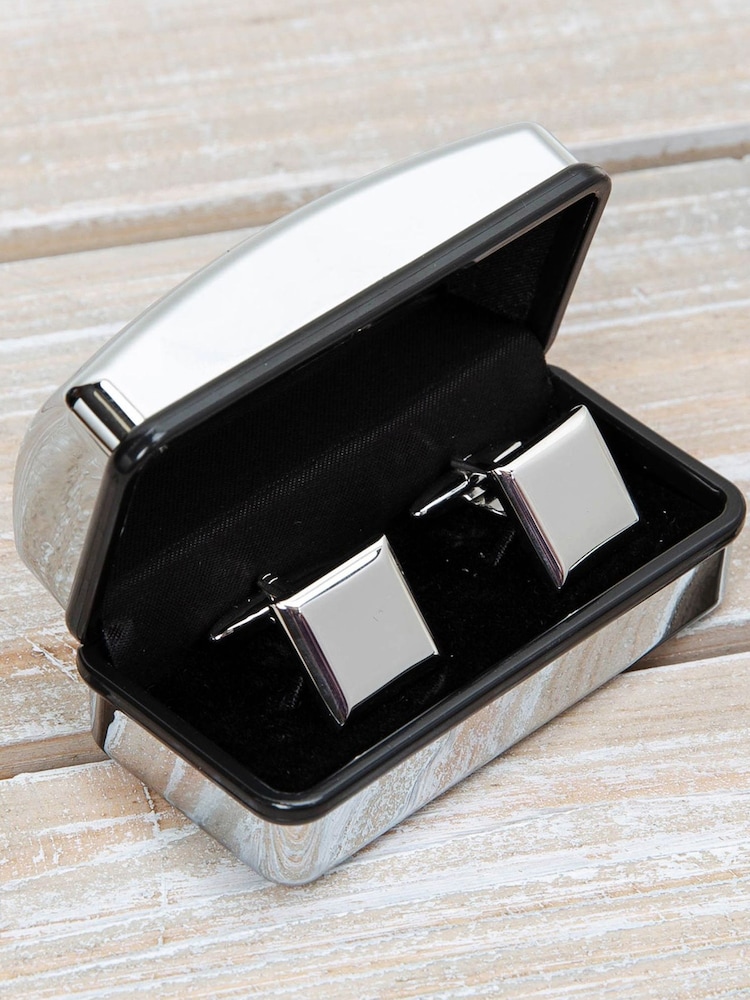 Widdop Silver Plain Square Cufflinks in Engravable Box - Image 1 of 4 Widdop Silver Plain Square Cufflinks in Engravable Box - Image 1 of 4