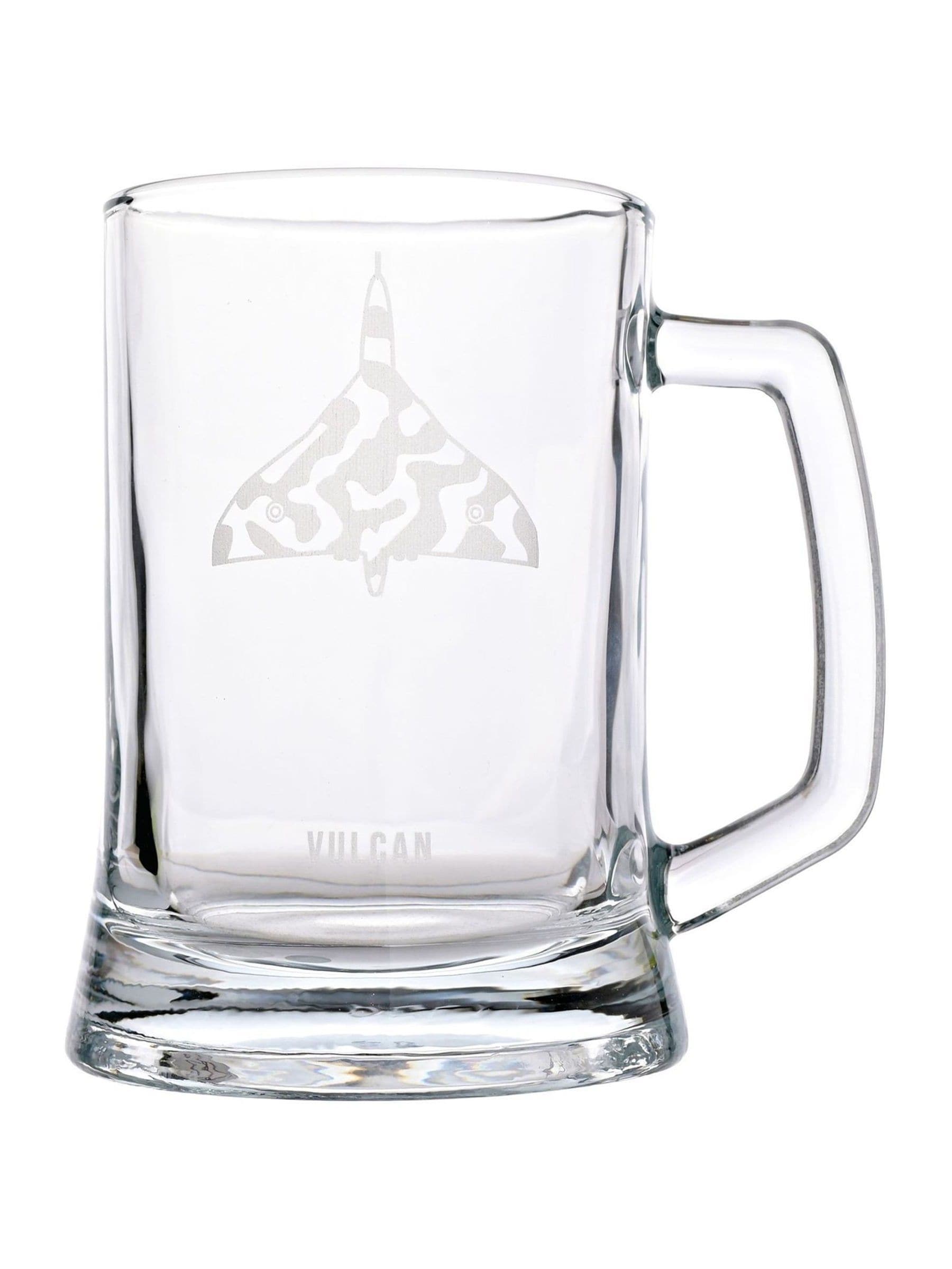 RAF Etched Glass Tankard - Vulcan Bomber Design - Clear Glass - 13.5cm Height - Image 4