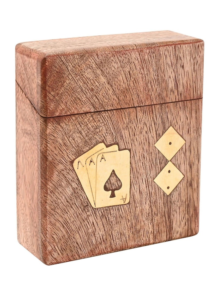 Widdop Brown Harvey Makin Pack of Playing Cards Dice In Wooden Box - Image 2 of 4
