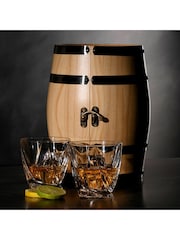 Widdop Clear 10oz Whiskey Glasses in Rustic Wooden Cask - Image 1 of 5