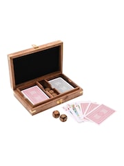 Widdop Brown Harvey Makin Wooden Games Set Cards with Dice - Image 1 of 6