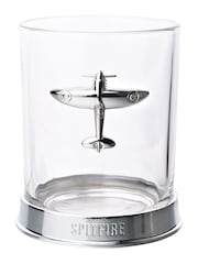Widdop Clear RAF Glass & Metal Whiskey Tumbler Spitfire - Image 1 of 2