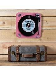Widdop Pink Harvey Makin Glass Wall Record Clock - Image 2 of 2