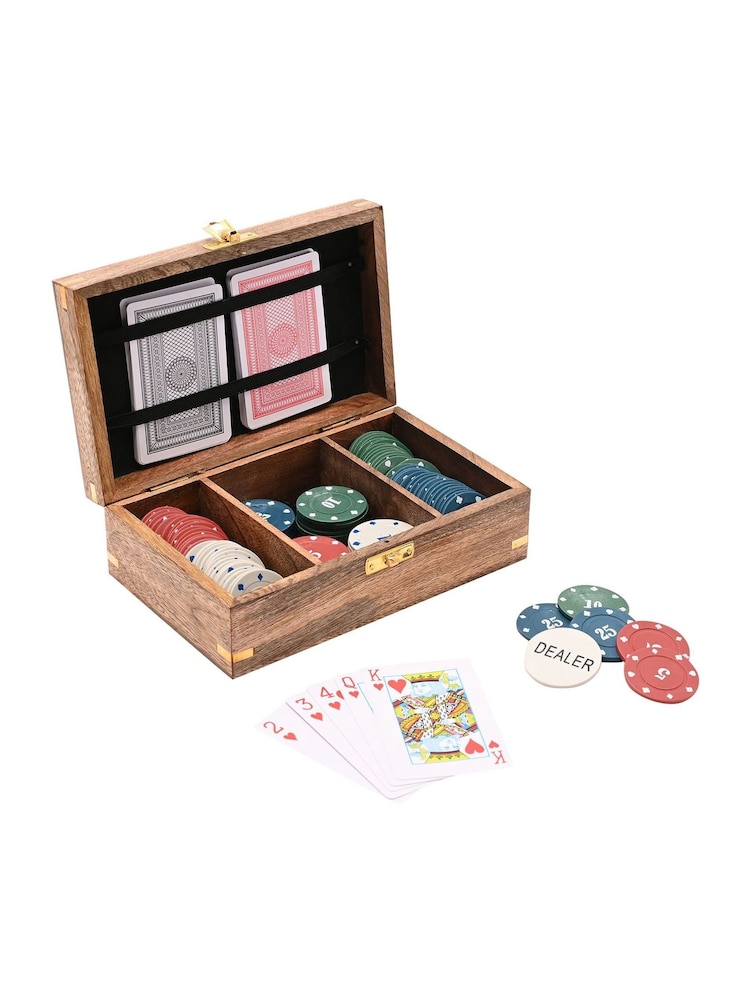 Widdop Brown Harvey Makin Wooden Poker Set - Image 1 of 4