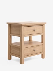 Natural Oak Effect Malvern 2 Drawer with Shelf Bedside Table - Image 6 of 7