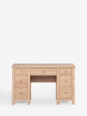 Natural Oak Effect Malvern Console 7 Drawer Dressing Table - Image 1 of 5