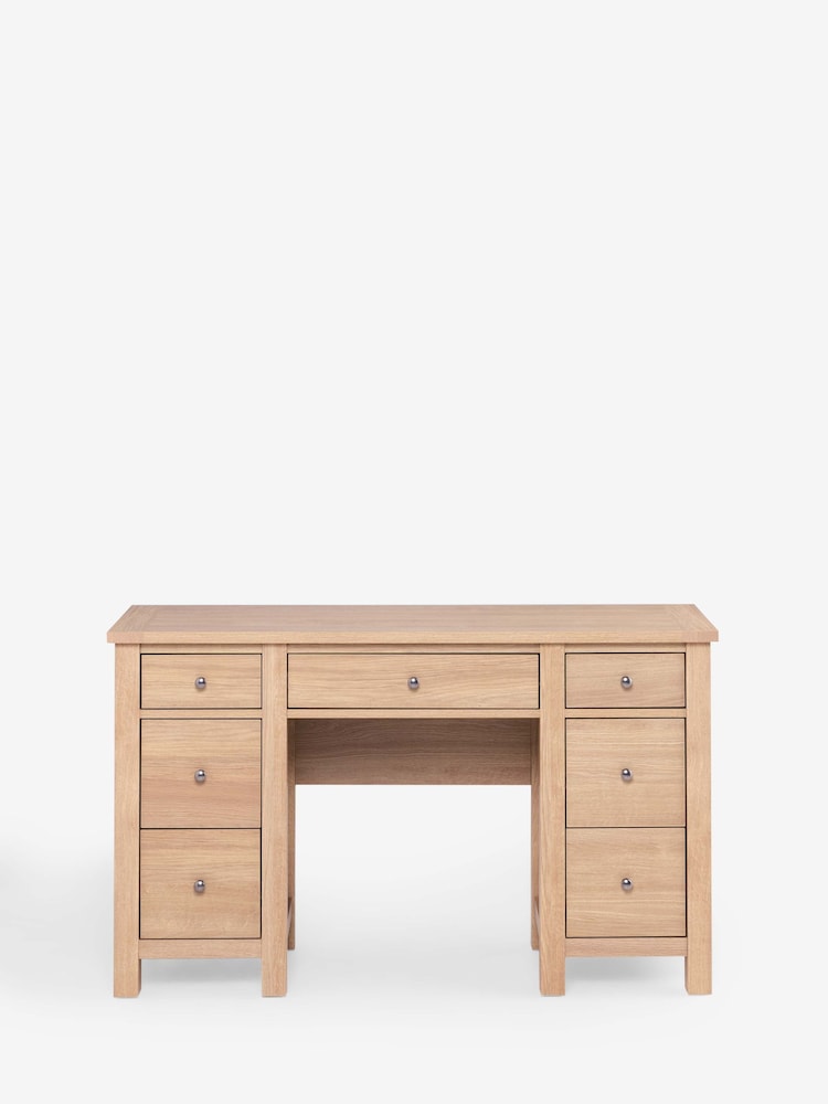 Natural Oak Effect Malvern Console 7 Drawer Dressing Table - Image 1 of 5 Natural Oak Effect Malvern Console 7 Drawer Dressing Table - Image 1 of 5