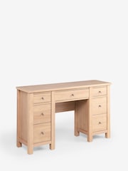 Natural Oak Effect Malvern Console 7 Drawer Dressing Table - Image 2 of 5