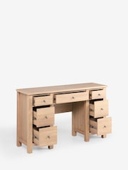 Natural Oak Effect Malvern Console 7 Drawer Dressing Table - Image 3 of 5