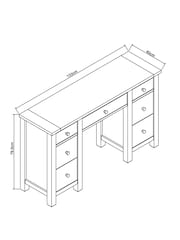 Natural Oak Effect Malvern Console 7 Drawer Dressing Table - Image 4 of 5