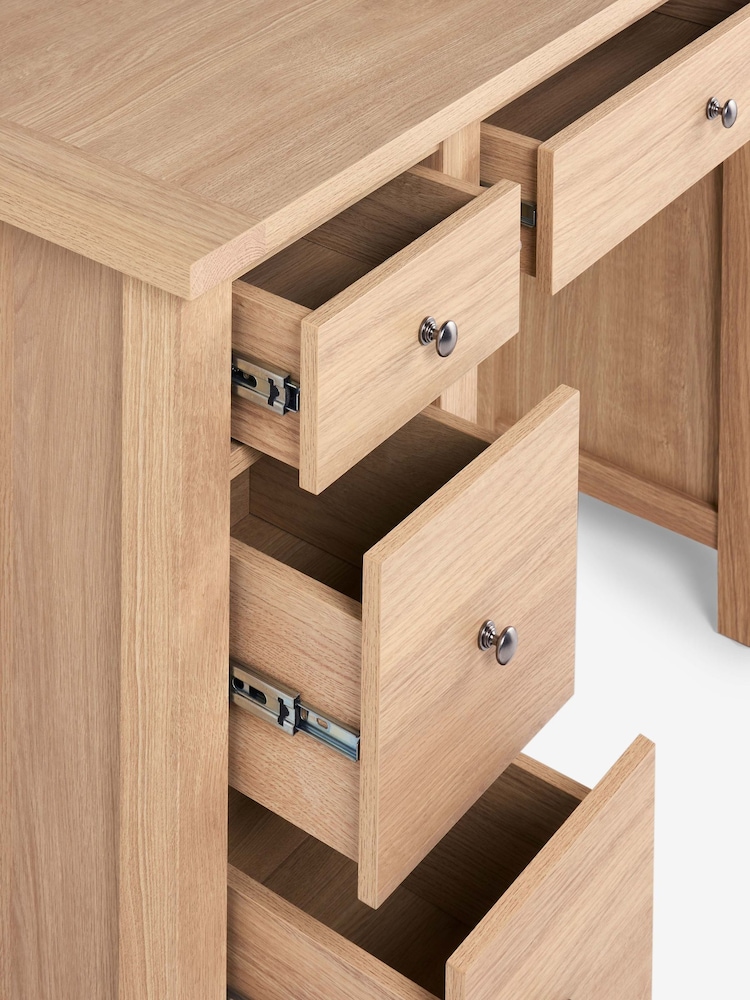 Natural Oak Effect Malvern Console 7 Drawer Dressing Table - Image 5 of 5 Natural Oak Effect Malvern Console 7 Drawer Dressing Table - Image 5 of 5