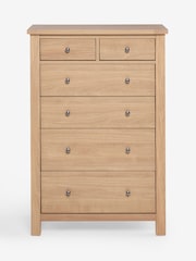 Natural Oak Effect Malvern 6 Drawer Chest of Drawers - Image 1 of 8