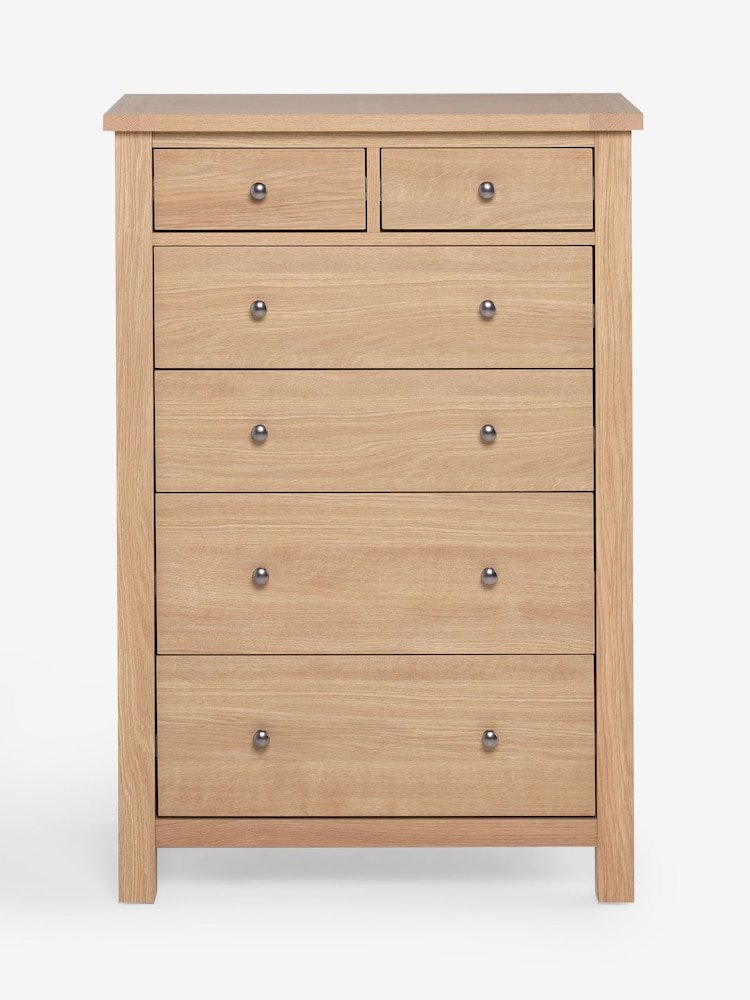 Natural Oak Effect Malvern 6 Drawer Chest of Drawers - Image 1 of 8