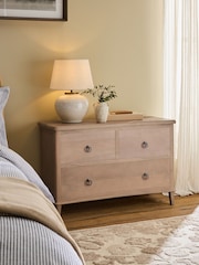 Light Natural Sadie Solid Mango Wood 3 Drawer Wide Bedside Table - Image 2 of 8