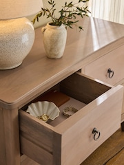 Light Natural Sadie Solid Mango Wood 3 Drawer Wide Bedside Table - Image 3 of 8