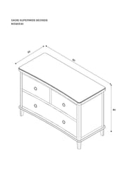 Light Natural Sadie Solid Mango Wood 3 Drawer Wide Bedside Table - Image 7 of 8