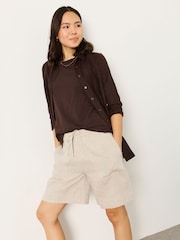 FatFace Amberly Stone Linen Shorts - Image 4 of 6