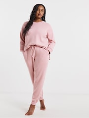 Simply Be Pink Pretty Secrets Brushed Waffle Lounge Pyjamas - Image 1 of 3
