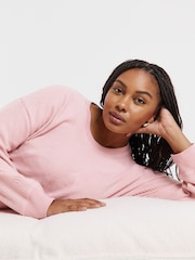 Simply Be Pink Pretty Secrets Brushed Waffle Lounge Pyjamas - Image 3 of 3