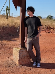 Rust Brown Straight Fit Vintage Wash Denim Jeans - Image 3 of 11