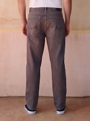 Rust Brown Straight Fit Vintage Wash Denim Jeans - Image 4 of 11