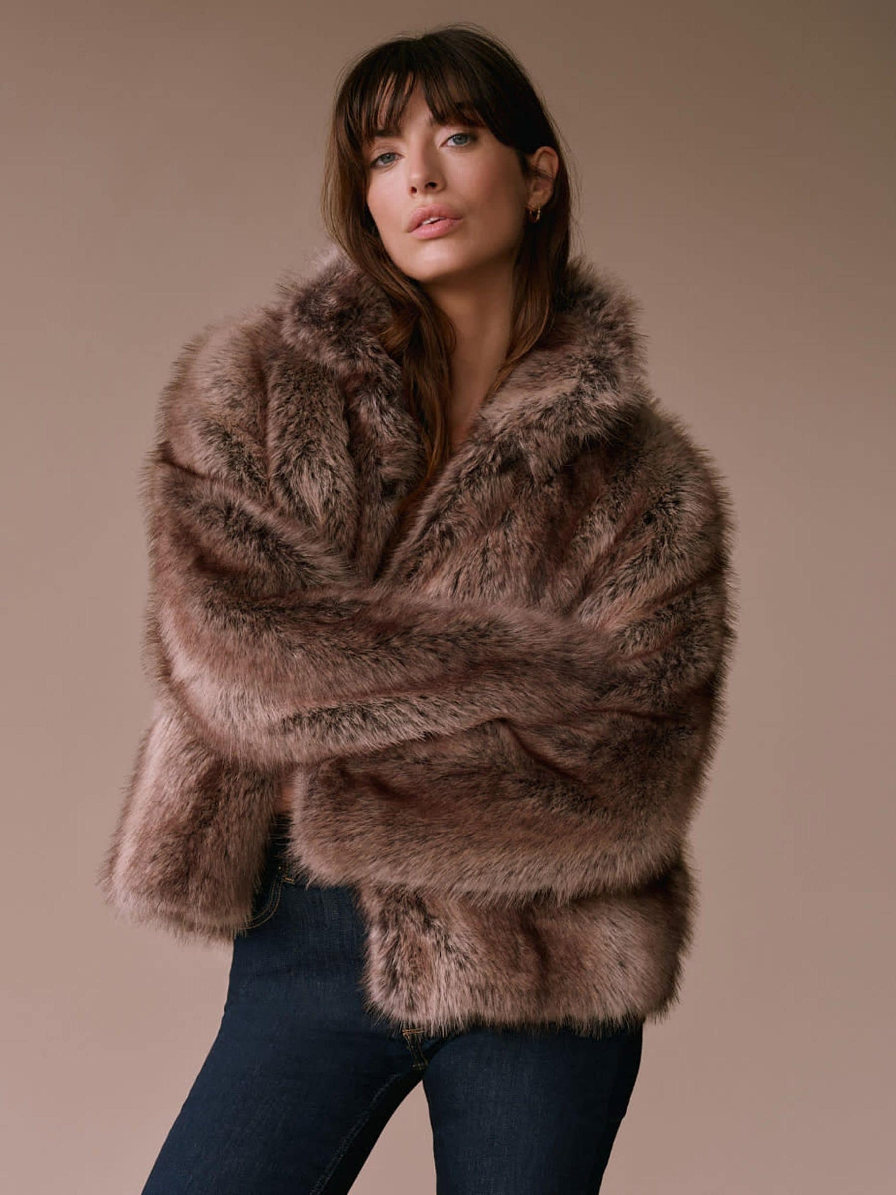 Buy Mint Velvet Natural Faux Fur Cropped Jacket from Next Canada
