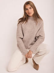 Mint Velvet Brown Zip Detail Jumper - Image 1 of 8
