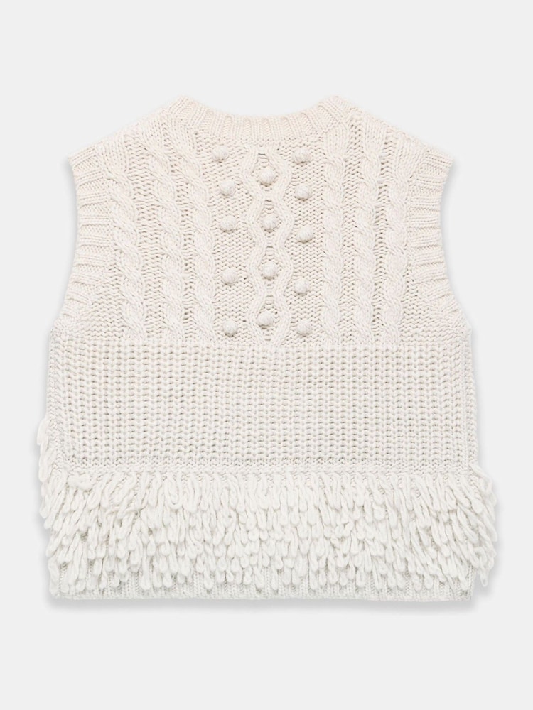 Mint Velvet Natural Patchwork Knit Sleeveless Cardigan - Image 7 of 7 Mint Velvet Natural Patchwork Knit Sleeveless Cardigan - Image 7 of 7