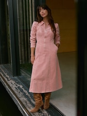 Mint Velvet Pink Corduroy Midi Dress - Image 1 of 8