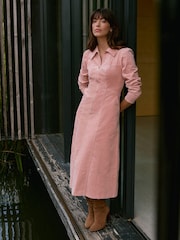 Mint Velvet Pink Corduroy Midi Dress - Image 5 of 8