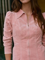 Mint Velvet Pink Corduroy Midi Dress - Image 6 of 8