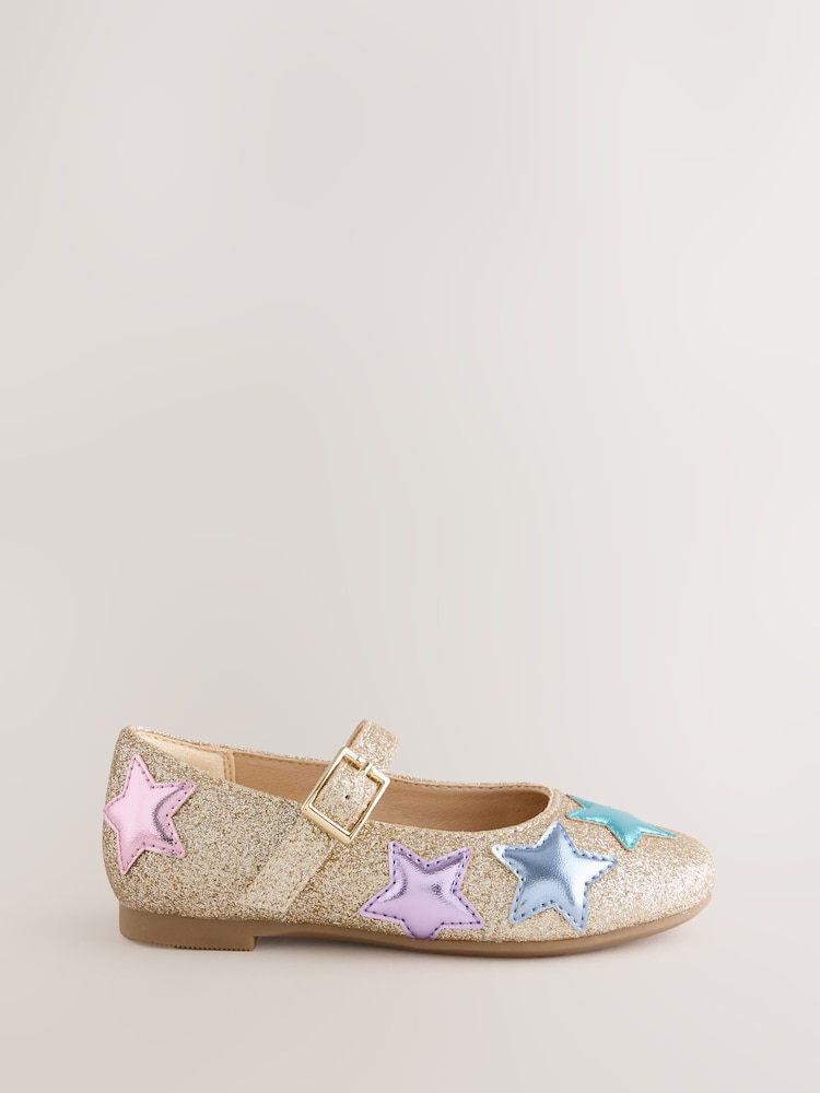 Little Bird by Jools Oliver Gold Younger Glitter Occasion Star Mary Jane Shoes - Image 2 of 5