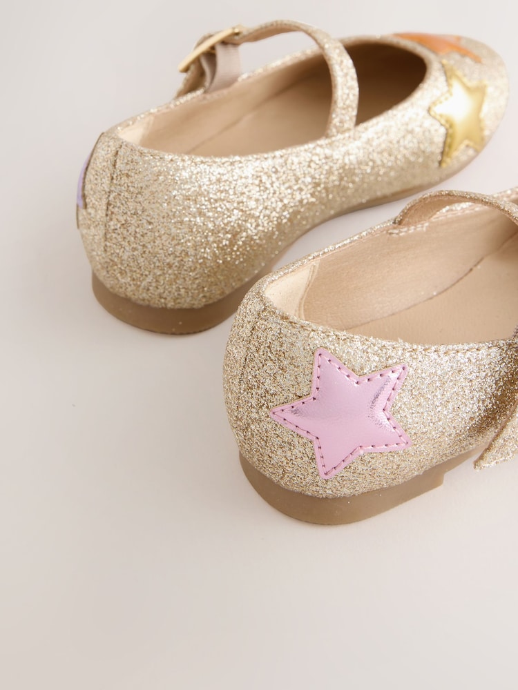 Little Bird by Jools Oliver Gold Younger Glitter Occasion Star Mary Jane Shoes - Image 5 of 5