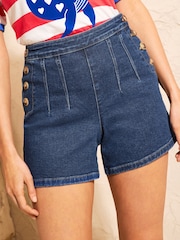 Love & Roses Dark Blue Denim Sailor Shorts - Image 1 of 4