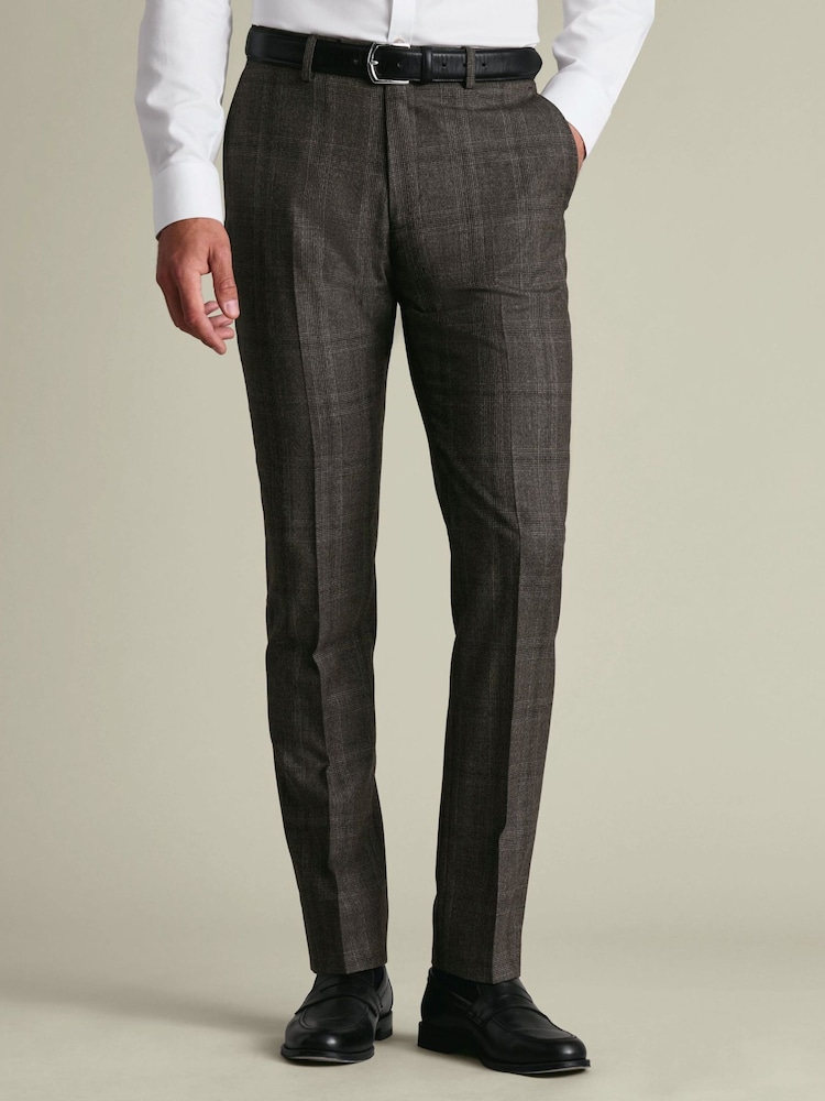 Қоңыр - Charles Tyrwhitt Slim Fit Ultimate Performance костюм шалбар - 4суретінің 1 суреті