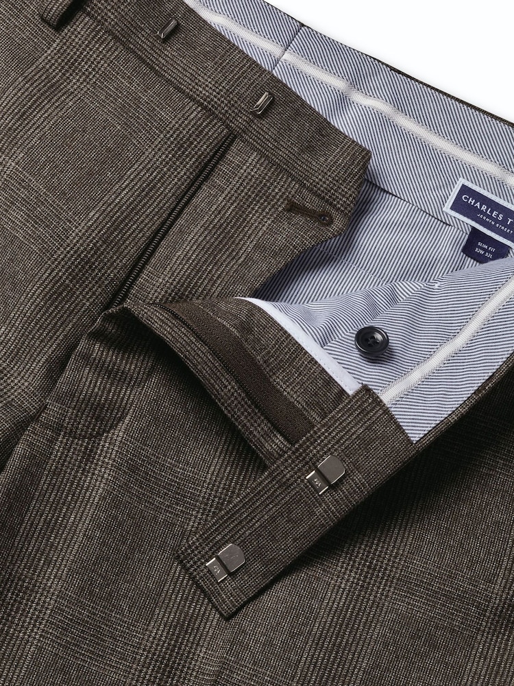 Қоңыр - Charles Tyrwhitt Slim Fit Ultimate Performance костюм шалбар - 4суретінің 4 суреті
