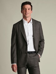 Charles Tyrwhitt Brown Check Slim Fit Ultimate Performance Suit Jacket - Image 1 of 5
