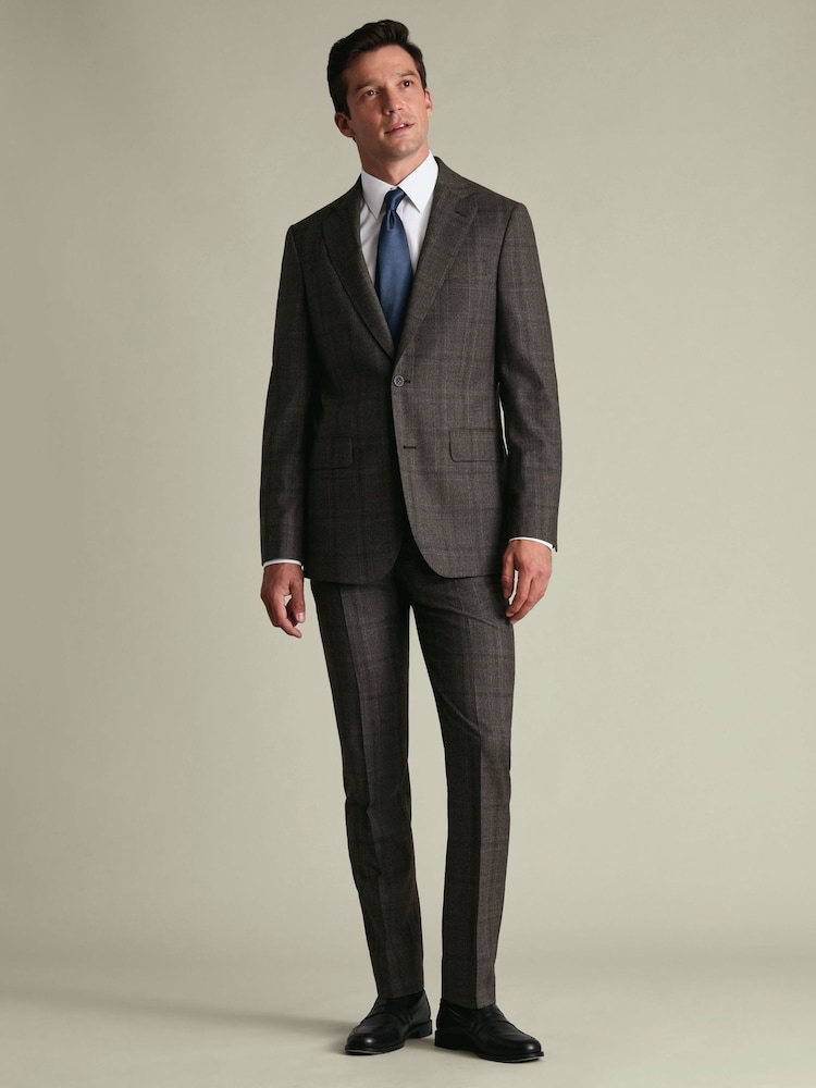 Charles Tyrwhitt Brown Check Slim Fit Ultimate Performance Suit Jacket - Image 2 of 5 Charles Tyrwhitt Brown Check Slim Fit Ultimate Performance Suit Jacket - Image 2 of 5