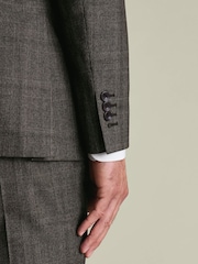 Charles Tyrwhitt Brown Check Slim Fit Ultimate Performance Suit Jacket - Image 4 of 5