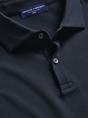 Blau - Charles Tyrwhitt Langarm-Polo-Shirt aus Baumwoll-Stretch-Smart-Piqué - Bild 5 von 6