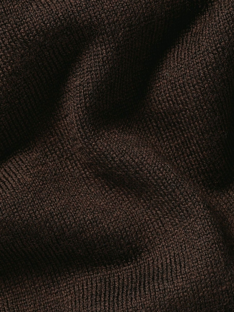 Charles Tyrwhitt Chocolate Brown Pure Merino Quarter Zip Jumper - Image 5 of 5 Charles Tyrwhitt Chocolate Brown Pure Merino Quarter Zip Jumper - Image 5 of 5