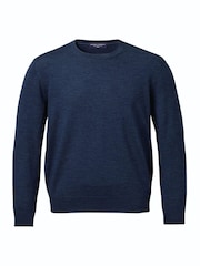 Charles Tyrwhitt Dark Blue Pure Merino Crew Neck Jumper - Image 3 of 5