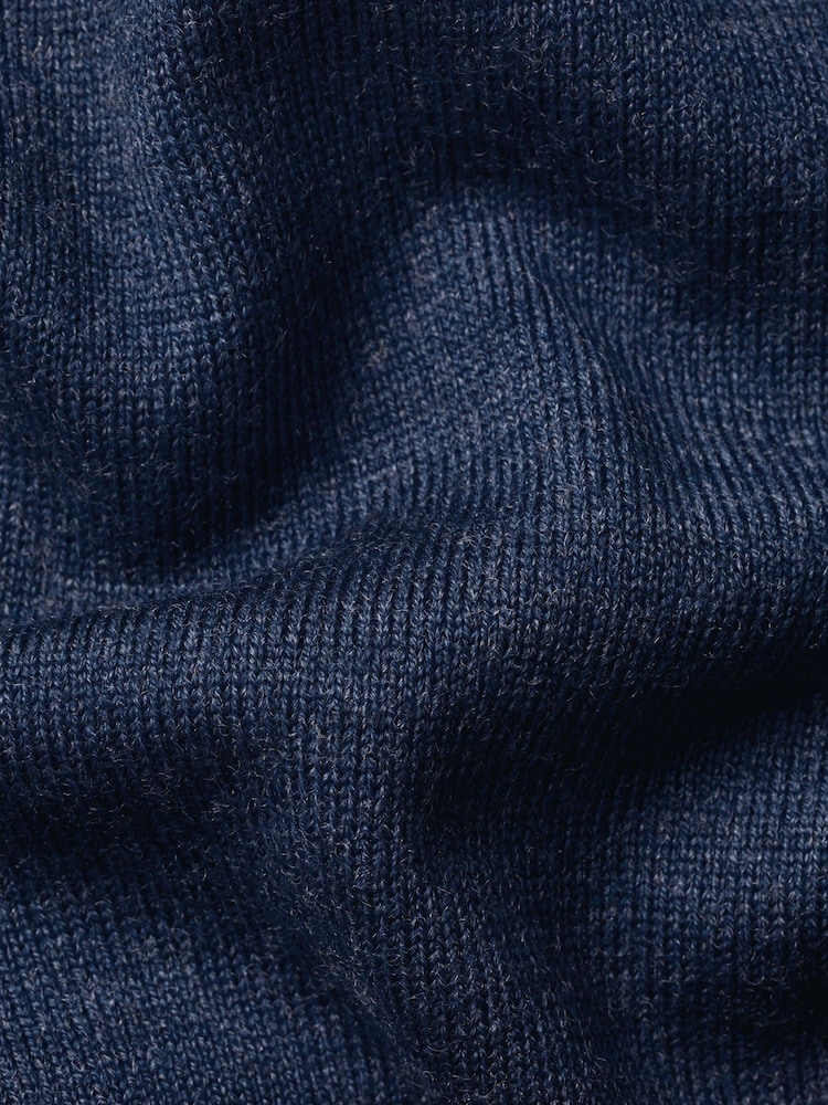 Charles Tyrwhitt Dark Blue Pure Merino Crew Neck Jumper - Image 5 of 5